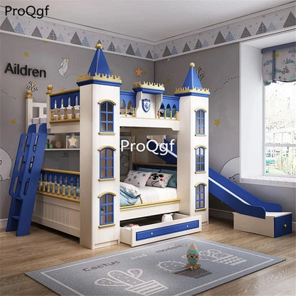 Prodgf 1Pcs A Set Castle Blue prince Updown Children Bedroom Bed