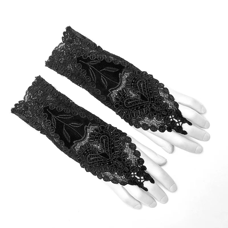 Gorgeous Lace Flower Type Gloves Black Accessories