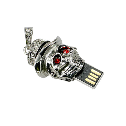 Metal Skeleton Head Skull Pen Drive 16GB 32GB 64GB 128GB 256GB Death Skull Shape USB 2.0 Flash Drive Pendrive Memory Stick Disk