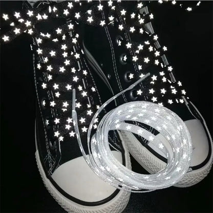 New Holographic Reflective Star Shoelaces Double-sided Reflective High-bright Luminous Flat Laces Sneakers ShoeLaces Strings