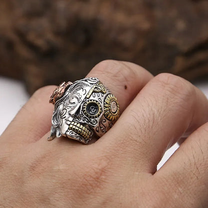 silver jewelry heavy industry punk style ring