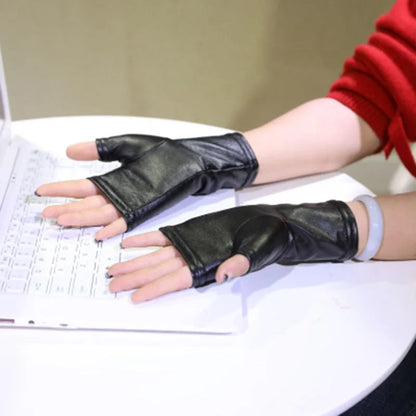 Thin PU Leather Punk Dance Gloves