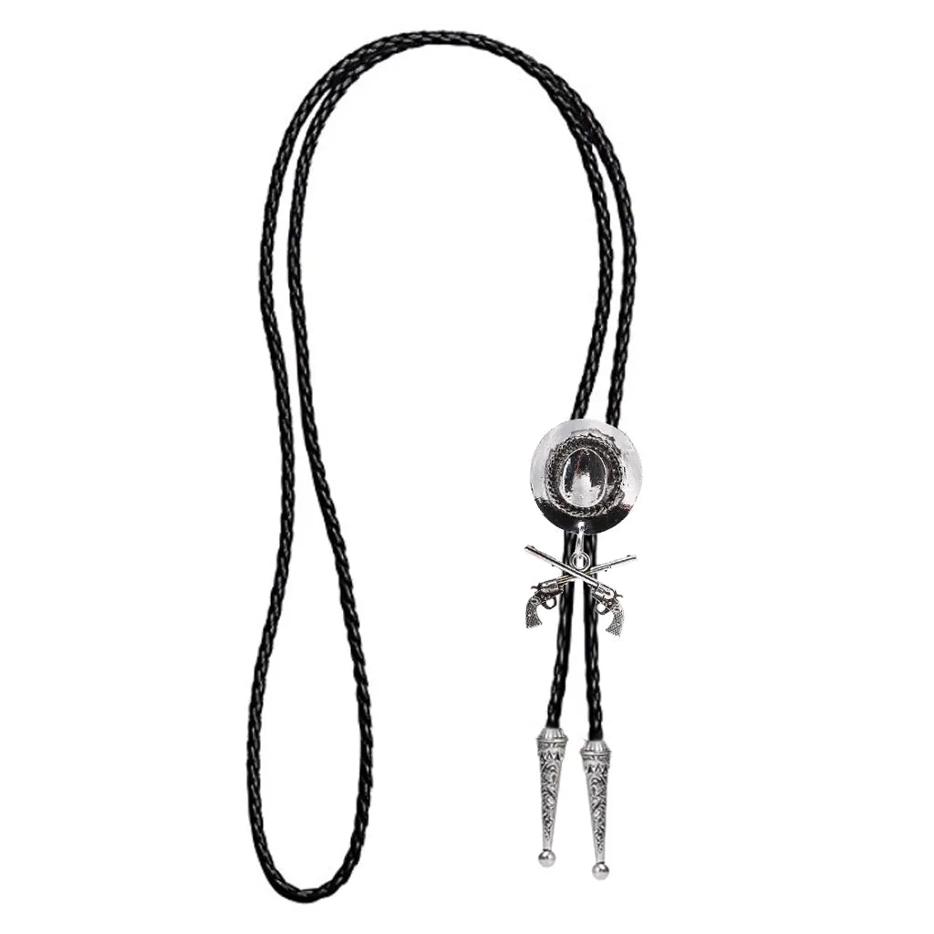 Western cowboy double gun hat bolo tie riding fashion accessories