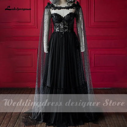 Black Wedding Dresses With Cupped Corset