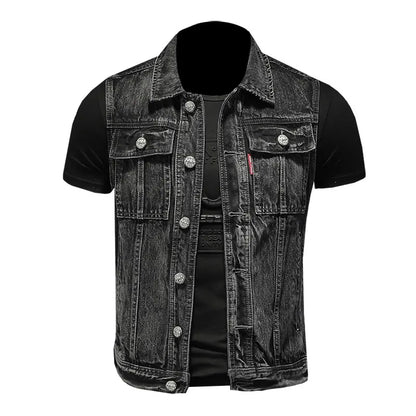 Retro Jean Jacket Men's Style Waistcoat Coat Cowboy Brand