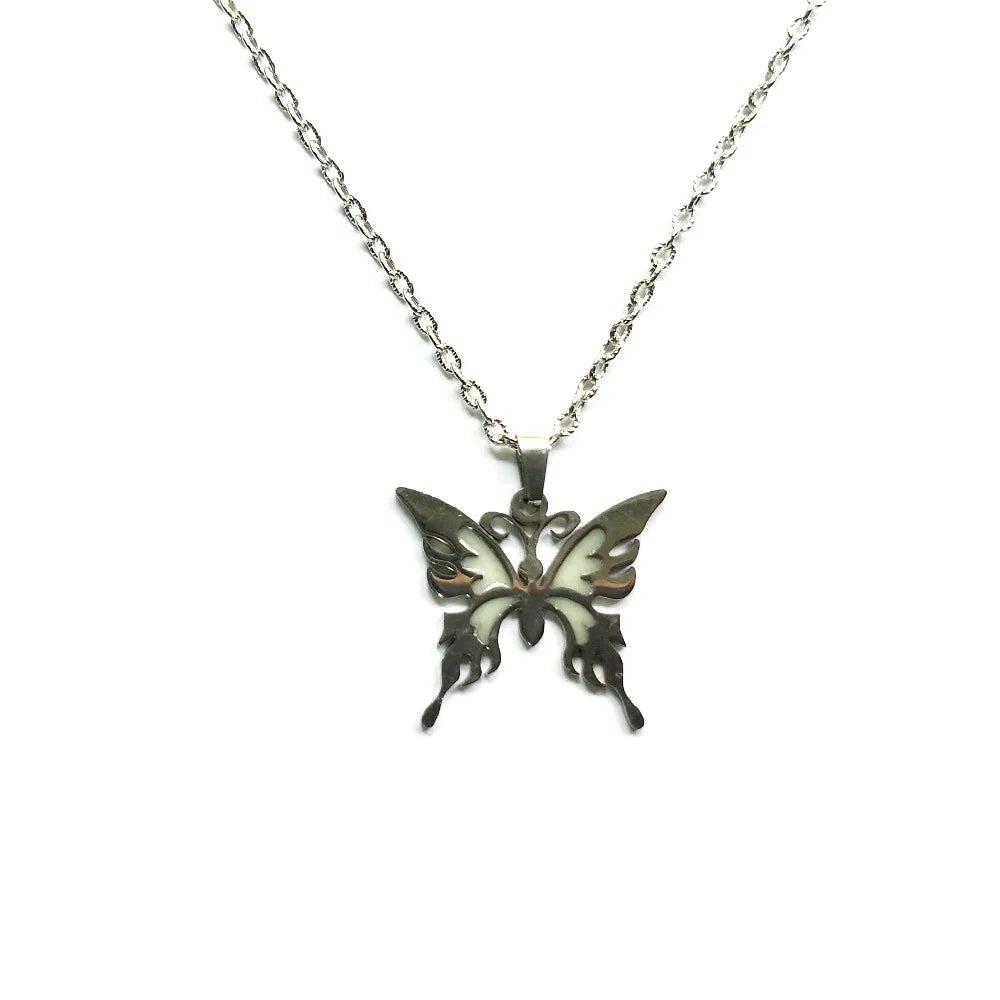 Glowing In The Dark Butterfly Pendant Necklace