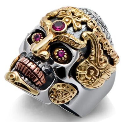 Fashion Trend Bicycle Skull Face Zircon