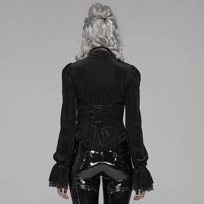 Velvet Noir Gothic Tuxedo Shirt for Women