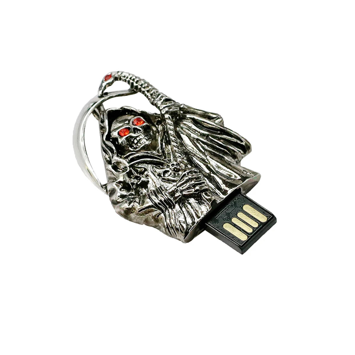 Metal Skeleton Head Skull Pen Drive 16GB 32GB 64GB 128GB 256GB Death Skull Shape USB 2.0 Flash Drive Pendrive Memory Stick Disk