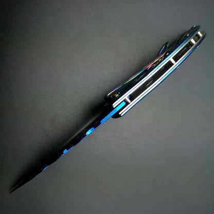 Titanium Blue Blaze Folding Knife