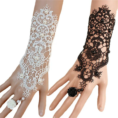 Rose Lace Glove With Ring Long Bracelet