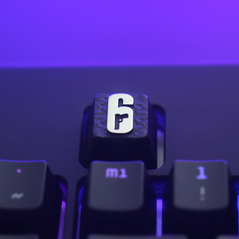 Game peripheral logo R6 keycaps metal relief Aluminum alloy