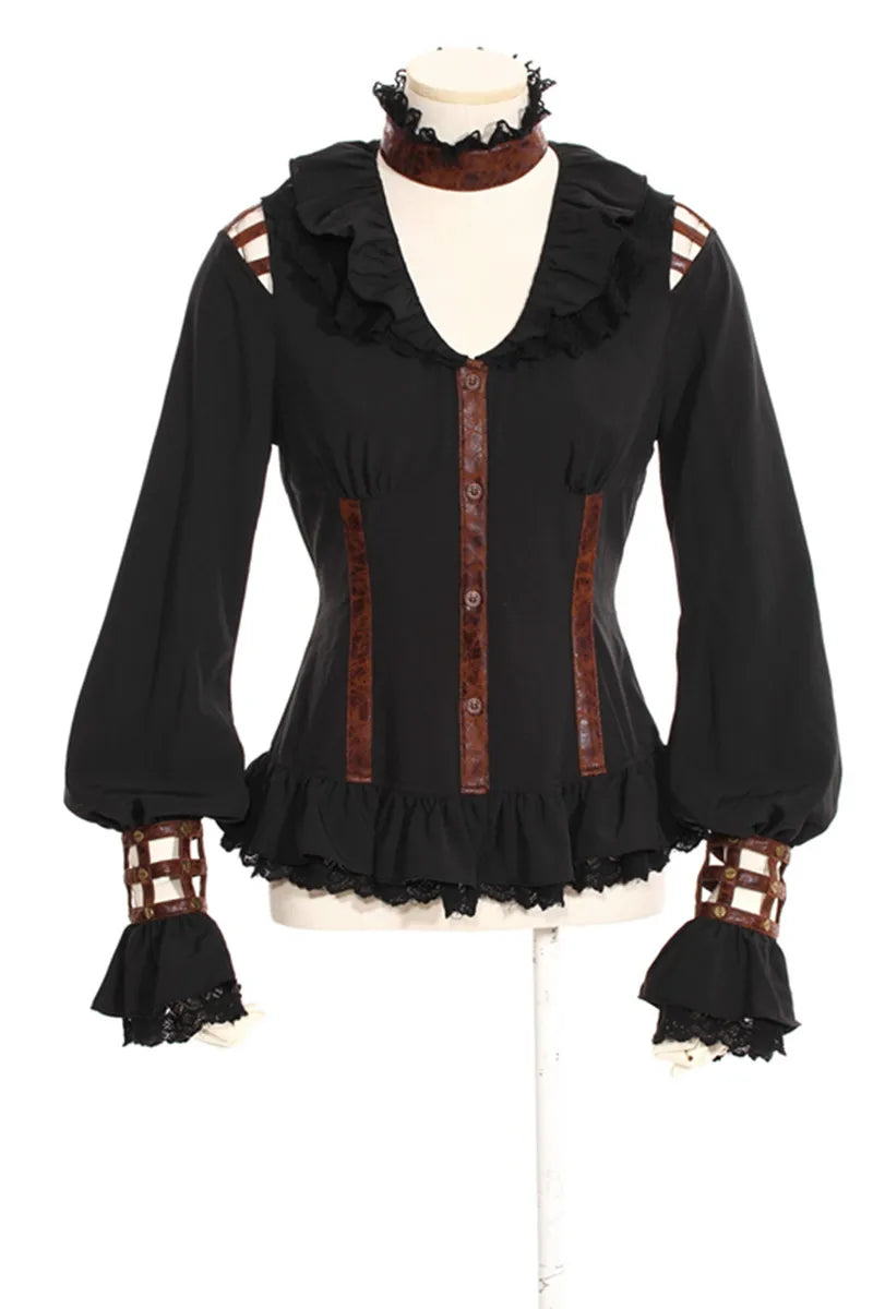 Women's Steampunk Blouse Victorian Burlesque
