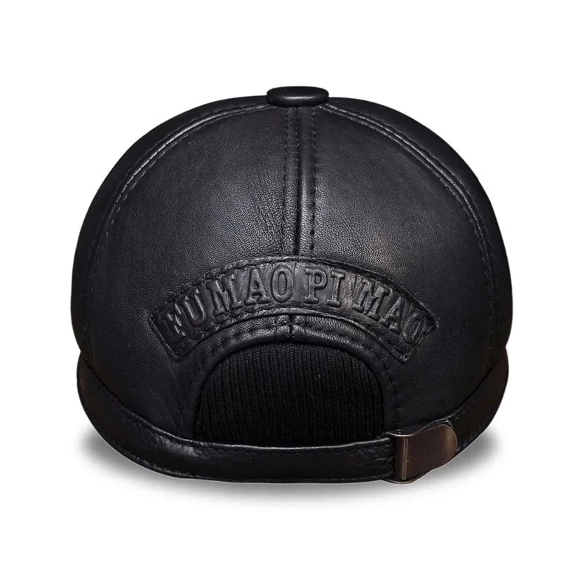 100% Genuine Leather Cap Hats Russian Winter