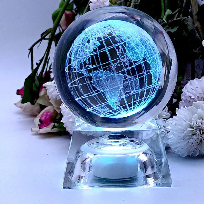 Crystal Ball 3D Laser Engraved Planets Model Sphere