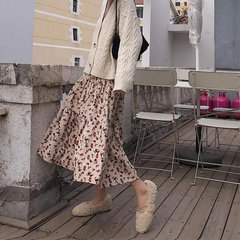 High Waist Autumn Winter Long Skirts