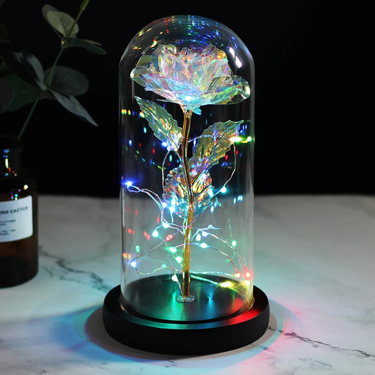 Galaxy Rose In Flask Flower In Glass