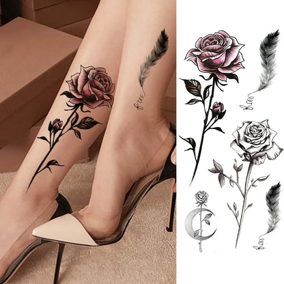 Women's Fashion Flower Temporary Tattoos Sticker