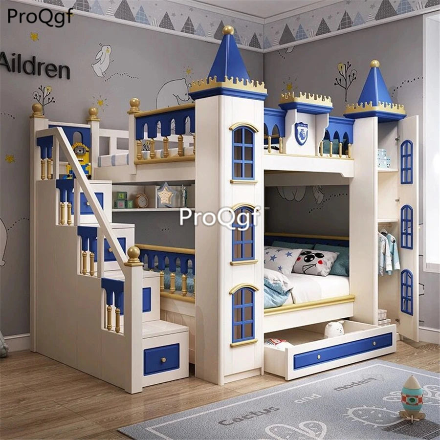 Prodgf 1Pcs A Set Castle Blue prince Updown Children Bedroom Bed