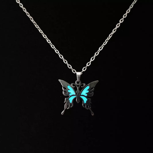 Glowing In The Dark Butterfly Pendant Necklace