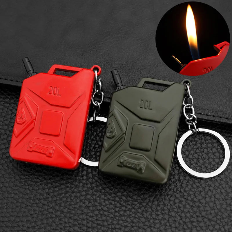 Mini Keychain Lighter Creative Oil Drum Shaped Butane Gas Lighter Refillable for Cigarette Collection Lighter Cute