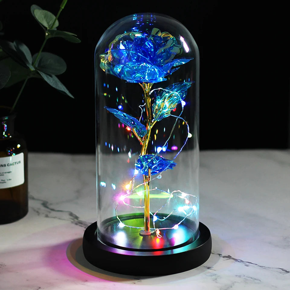 Galaxy Rose In Flask Flower In Glass