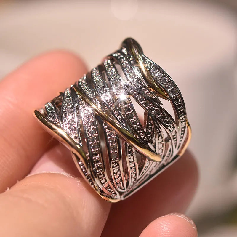 925 Sterling Silver Ring Inlaid Crystal Zircon