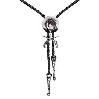 Western cowboy double gun hat bolo tie riding fashion accessories