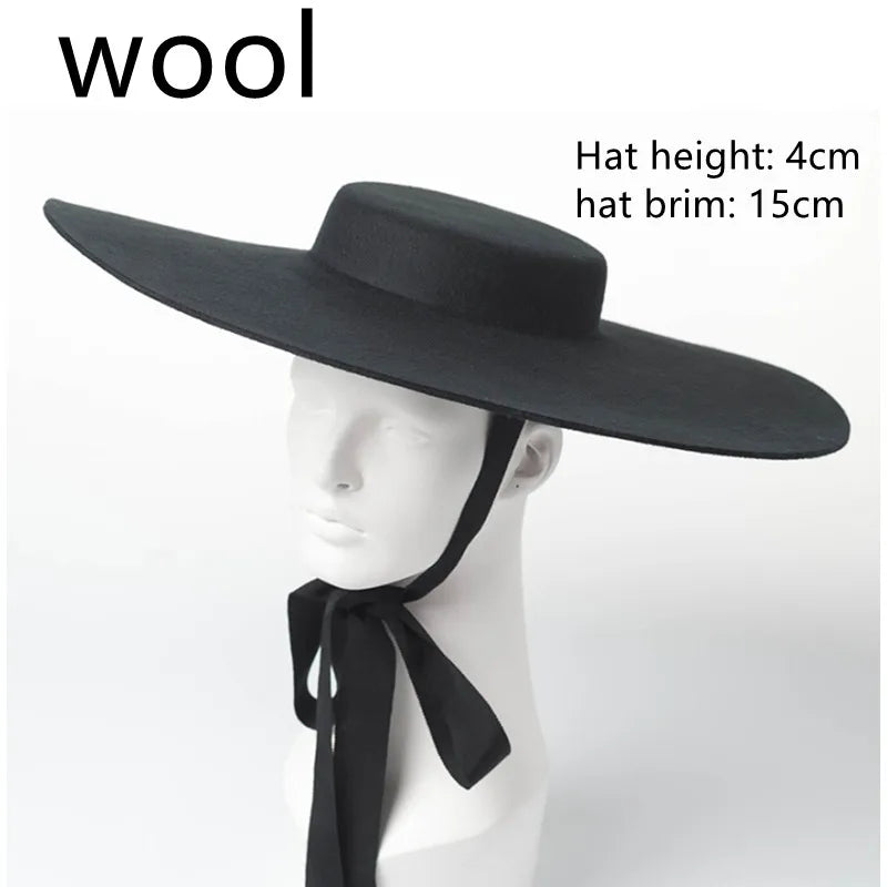Wide Brim Wool Fedora — 15cm Brim · 9 Styles