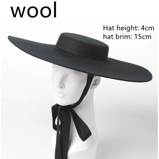 Wide Brim Wool Fedora — 15cm Brim · 9 Styles