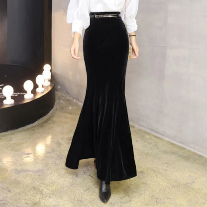 Elegant Velour Skirts With Belt