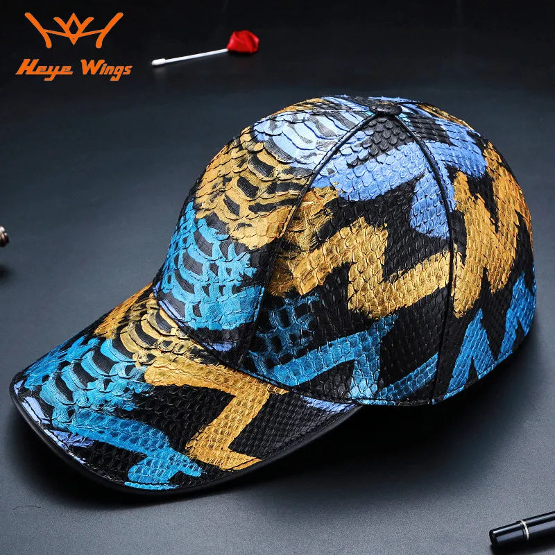 High quality Snake Leather Multicolor luxury handmade cap