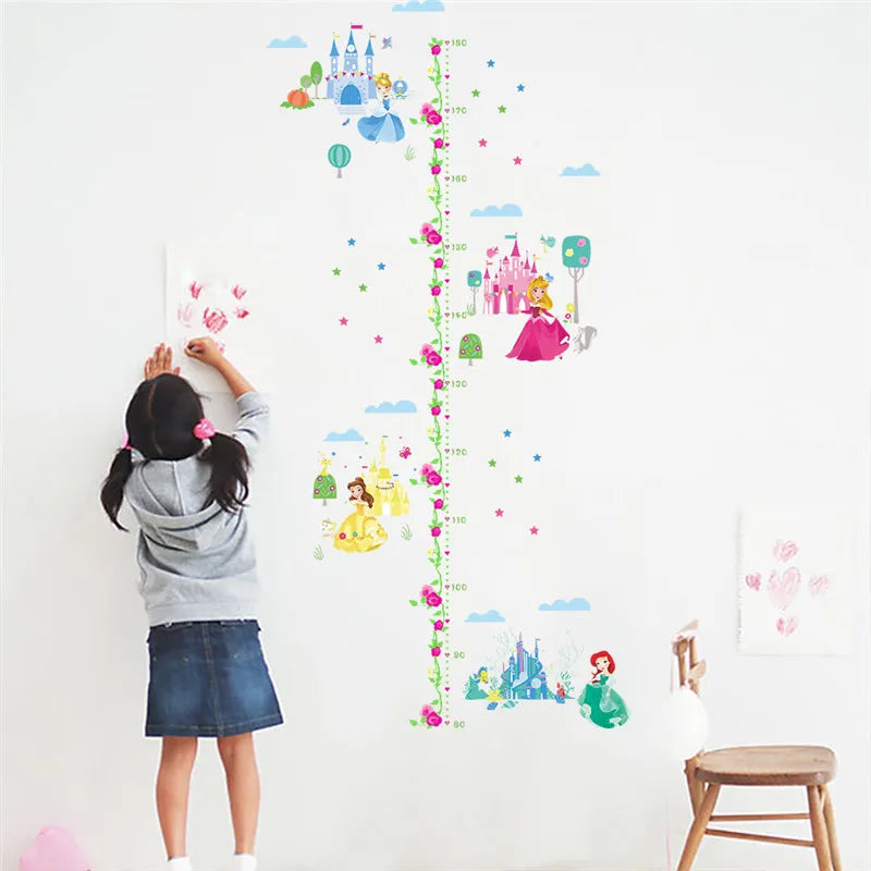 Cartoon Princess Castle Height Measure Wall Stickers