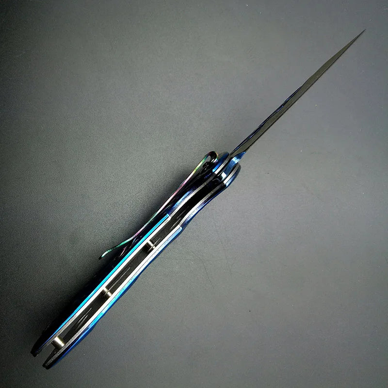 Titanium Blue Blaze Folding Knife