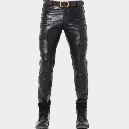 Genuine Leather Pants Black Pants Protective gear