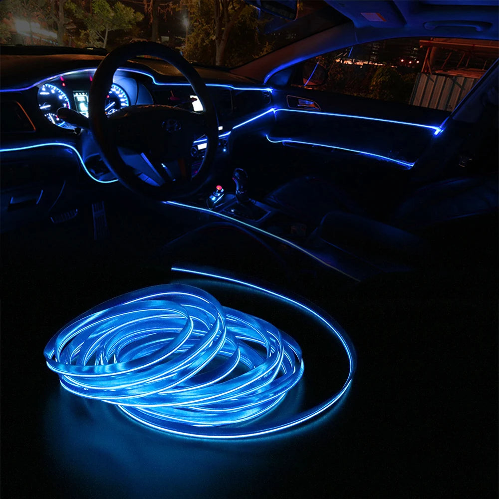 12V Flexible Neon EL Wire Rope Indoor Interior LED Car Light