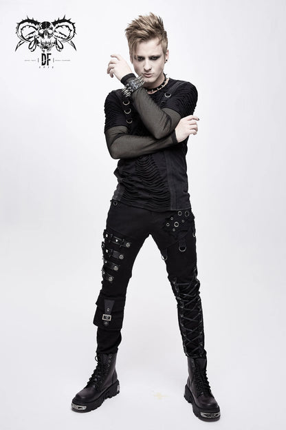 Devil Fashion Men Punk Black Pencil Pants