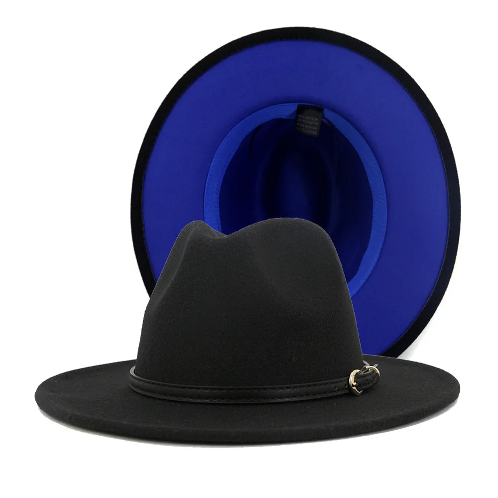 Patchwork Wide Brim Fedora Hat — Belt Buckle · Unisex
