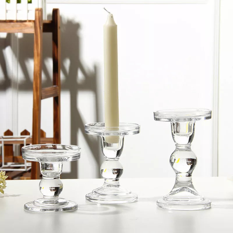 Glass Candle Holders Crystal Clear Candlesticks