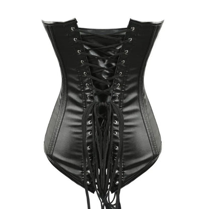 Faux Leather Corset Vest Zipper Spiral Steel