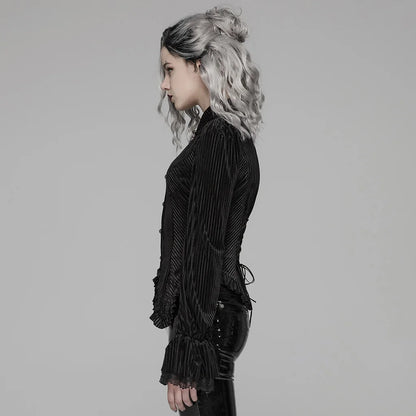 Velvet Noir Gothic Tuxedo Shirt for Women