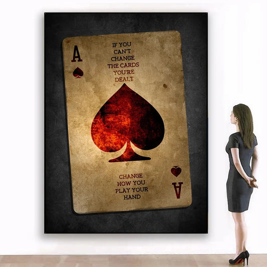 Ace of Spades Vintage Canvas Wall Art Print
