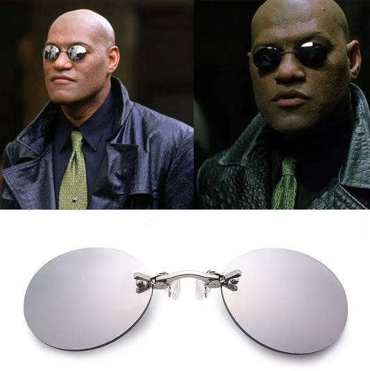 Round Clip-Nose Sunglasses Rimless Punk