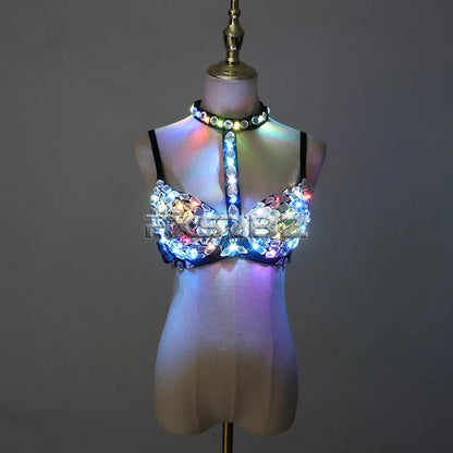 LED Bra Colorful Flash Diamond Bra