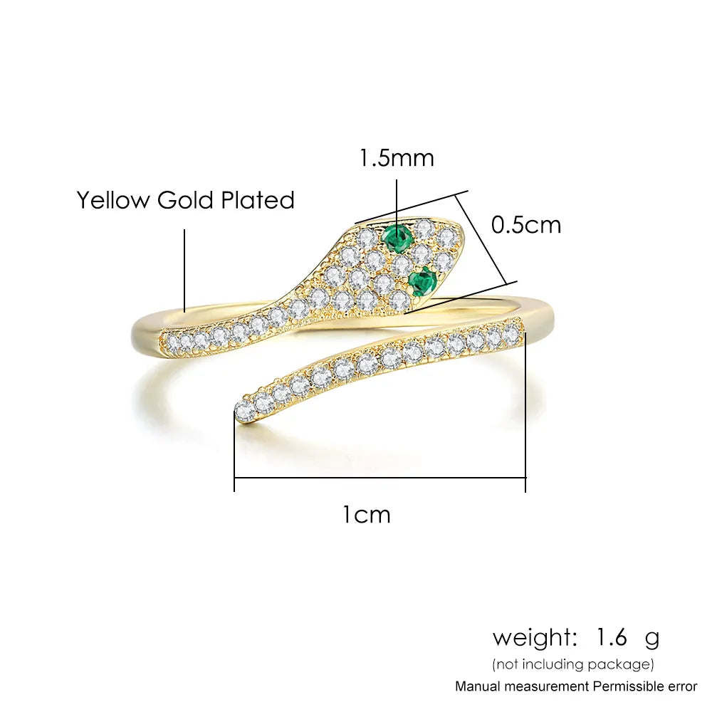 Rings For Women Exquisite Cute Snake Zircon Light