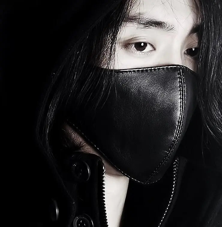 Men Women's natural sheepskin leather mask