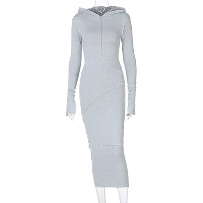 Cozy Chic Patchwork Maxi Hooded Dress