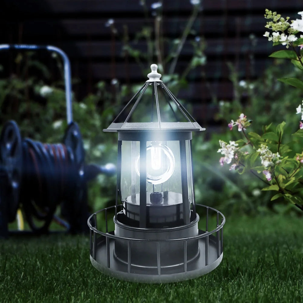 LED Solar Rotating Lighthouse Light Solar Garden