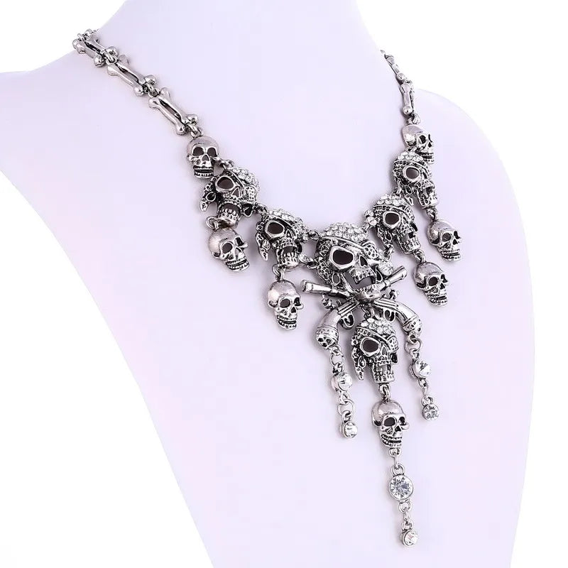 Retro Rhinestone Goth Punk Necklace