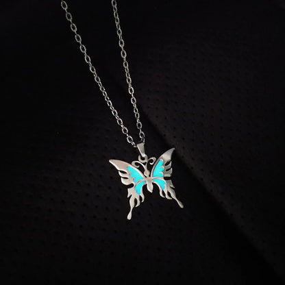 Glowing In The Dark Butterfly Pendant Necklace